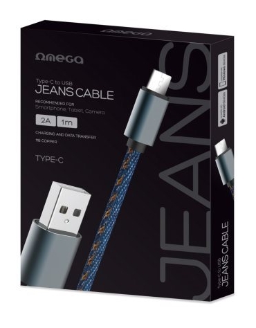 OMEGA JEANS TYPE-C TO USB 2A 118 COPPER 1M BLUE [44204]