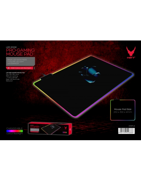 VARR PRO-GAMING MOUSE PAD 250x300x4mm LED EDGE BLACK [44888]