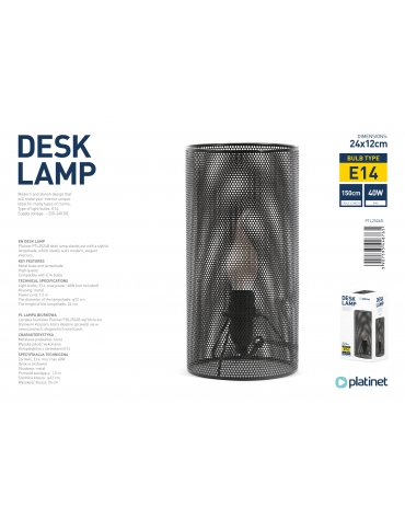 PLATINET DESK LAMP 25W E27 METAL 1.5M CABLE BLACK FINISH