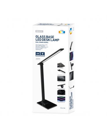 PLATINET SPECIAL LED DESK LAMP 6W RGB GLASS BASE ΜΑΥΡΟ