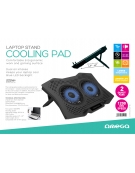OMEGA LAPTOP COOLER PAD 2 FANS BLACK
