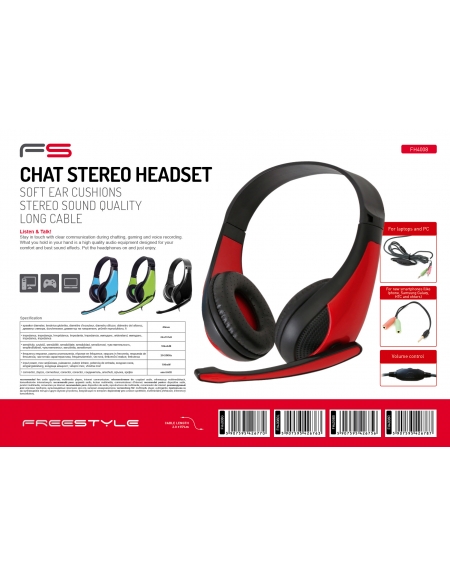 FREESTYLE HI-FI STEREO HEADSET + ΜΙΚΡΟΦΩΝΟ + ΑΝΤΑΠΤΟΡΑΣ 2-1  FH4008 ΜΠΛΕ [42676]
