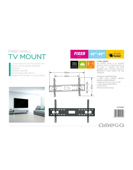 OMEGA TV MOUNT MAX VESA 800X400 42"-85" FIXED PINE
