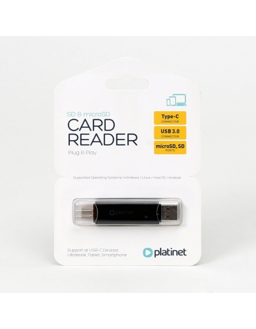 PLATINET CARD READER microSD / SD TYPE-C USB 3.0 WHITE