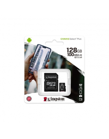 Kingston memory card 128GB microSDXC Canvas Select Plus cl. 10 UHS-I 100 MB/s + adapter
