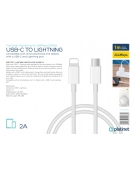 PLATINET CABLE USB TYPE C - LIGHTNING C94 CHIP 2A 20W 1M WHITE