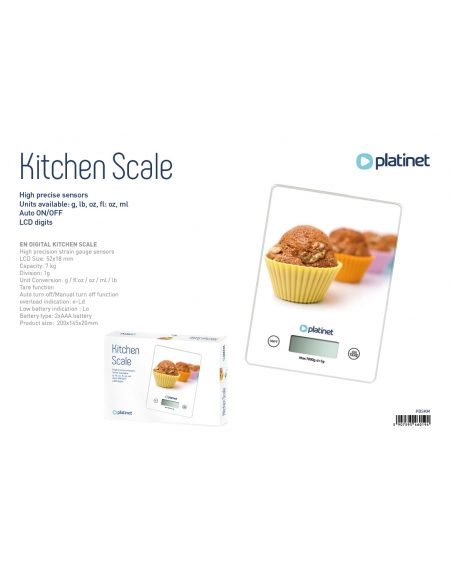 PBSKM PLATINET KITCHEN SCALE 7 KG CAPACITY 200X145X20MM MUFFIN