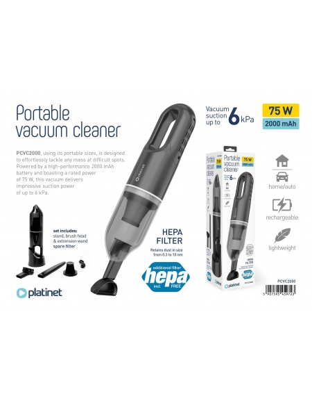 PLATINET CAR VACUUM CLEANER TYPE C 2000 MAH 75W