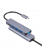 PLATINET MEDIA HUB USB-C TO 4X USB-A 3.2 GEN1 + 1X USB-C PD 100W 5IN1 ALUMINIUM