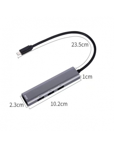 PLATINET MEDIA HUB USB-C TO 4X USB-A 3.2 GEN1 5Gbps 10W ALUMINIUM