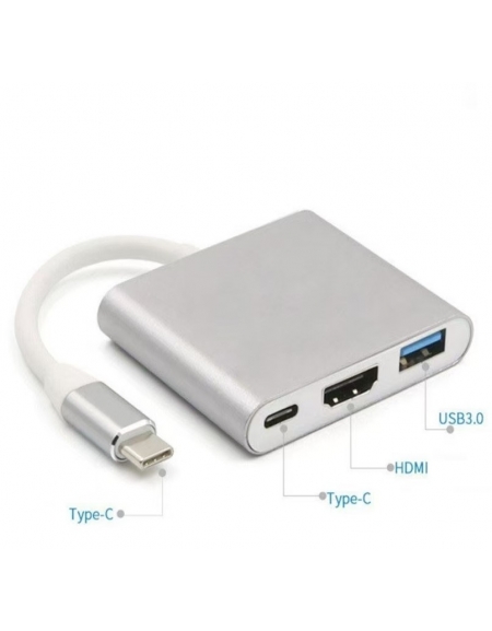 PLATINET MEDIA HUB USB-C 3.2 GEN1 5GB/S 3IN1 HDMI 4K USB-A 3.2 USB-C PD 100W ALUMINUM