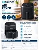 PLATINET AIR FRYER 6 PROGRAMS 1200W 5L BLACK